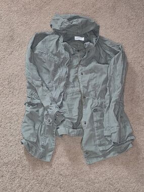 Universal Thread Olive Green Utility Jean Jacket with Hood